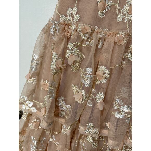 BCBG Max Azria Willow Embroidered V-neck Evening Dress Pink Size 10 NWT Romantic - Picture 14 of 15